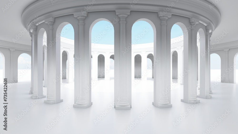 Fototapeta premium Classic semicircular interior with columns 3d render