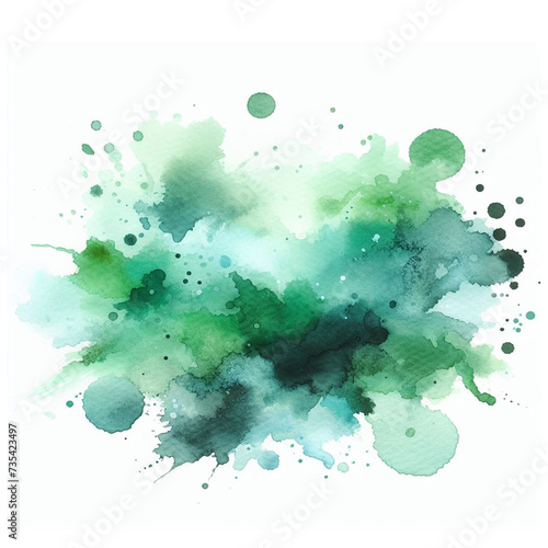 green watercolor abstraction on white background