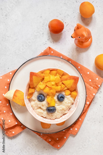 Cute Funny Fox Face Breakfast For Kids Oatmeal