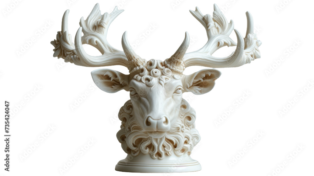An elegant sculpture of a deer head captures the grace and strength of nature, its majestic antlers reaching towards the sky in a symbol of artistic mastery