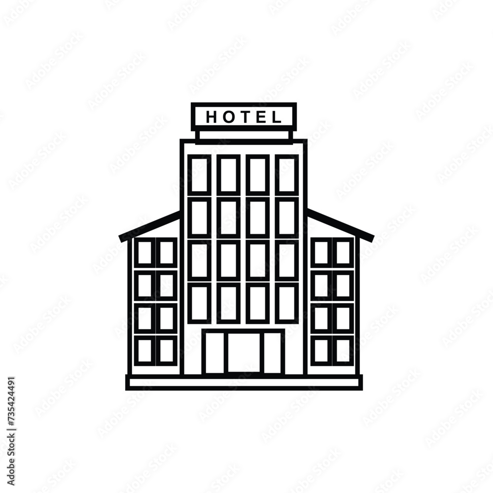 Hotel building icon. Hotel sign. Flat design style eps 10. resources graphic element design. Vector illustration with a building and property theme Hotel building icon. Hotel sign. Flat design style eps 10. resources graphic element design. Vector illustration with a building and property theme