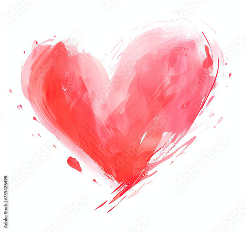 Painting of a Red Heart on a White Background