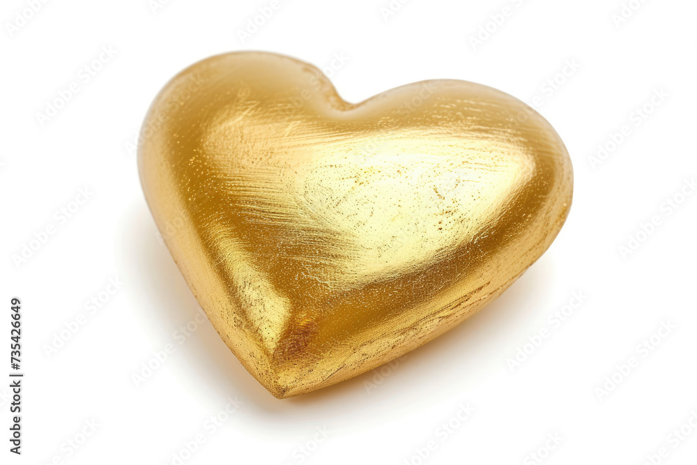 Gold Heart Shaped Candy on White Background