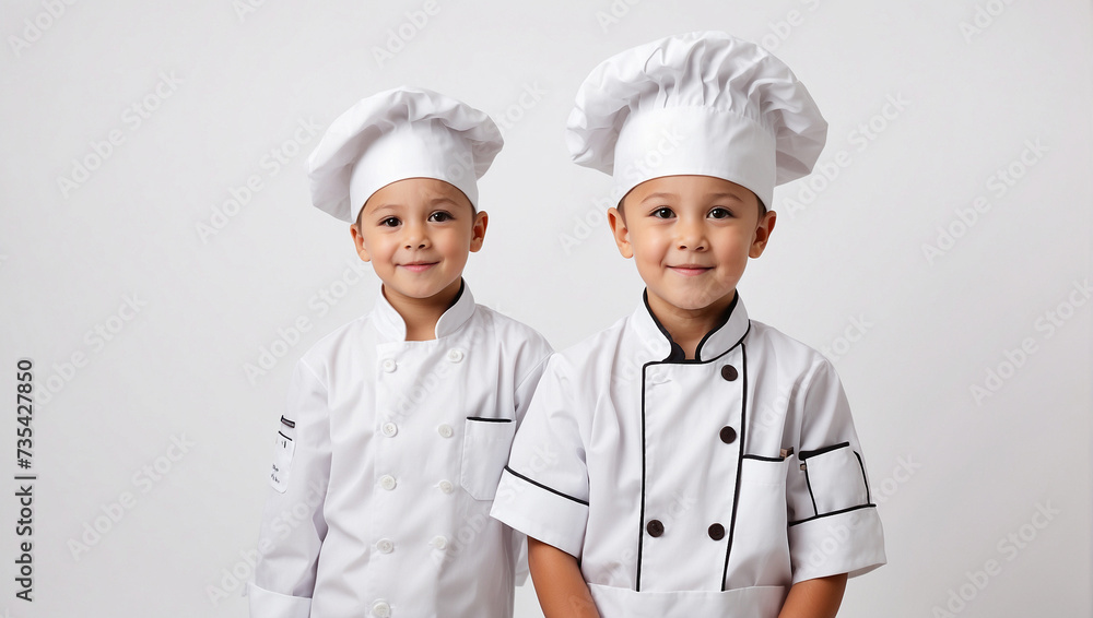 little boy wearing a chef uniform isolated on bright white background little boy wearing a chef uniform isolated on bright white background