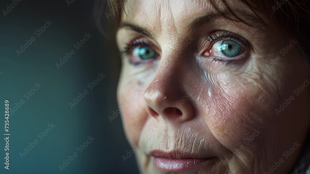 A woman with a scar on her cheek embodying the courage and determination needed to recover from a dog attack, Close Up of female With Blue Eyes A woman with a scar on her cheek embodying the courage and determination needed to recover from a dog attack, Close Up of female With Blue Eyes