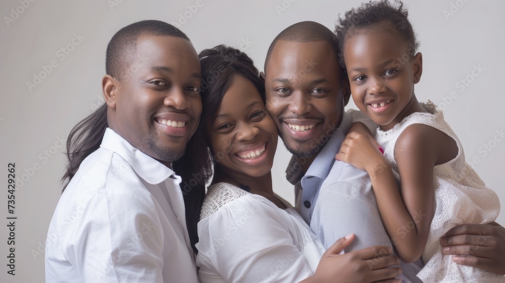 Portrait of Happy Family of Four Embracing and Smiling AI Generated
