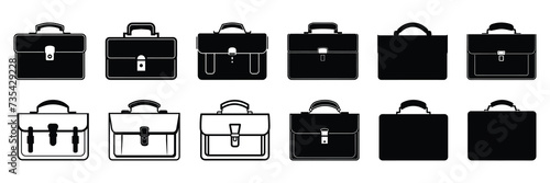 Briefcase businessman silhouettes set, large pack of vector silhouette design, isolated white background