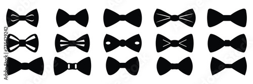 Bow tie silhouettes set, large pack of vector silhouette design, isolated white background photo