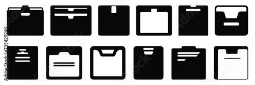 Folder icon silhouettes set, large pack of vector silhouette design, isolated white background