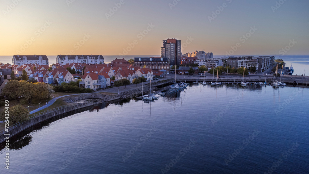 Aerial view from the harbor of southern part of Malmö.	