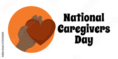 National Caregivers Day, simple horizontal poster or banner design about a socially important activity