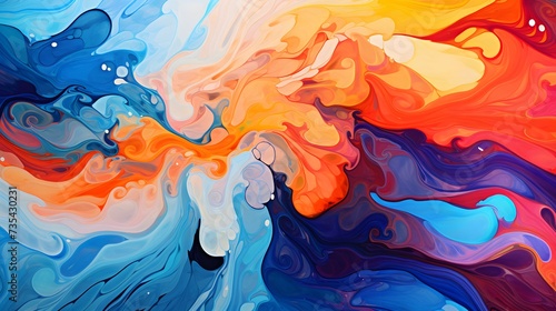 An AI-generated abstract artwork, characterized by swirling patterns and vibrant hues, representing the complex computations of the neural network.