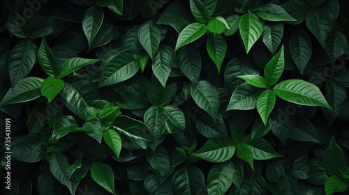 A background of juicy leaves. Dark green foliage  abstract background  natural texture. A place for the text.