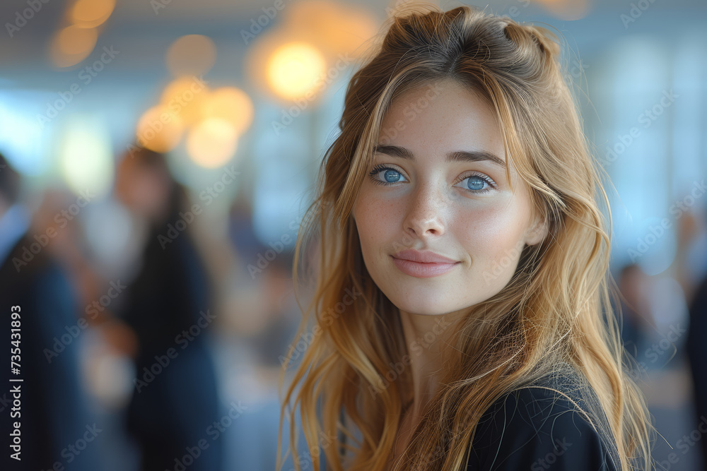 A businesswoman engaging with clients at a networking event, demonstrating effective relationship-building skills. Concept of client relations. Generative Ai. A businesswoman engaging with clients at a networking event, demonstrating effective relationship-building skills. Concept of client relations. Generative Ai.