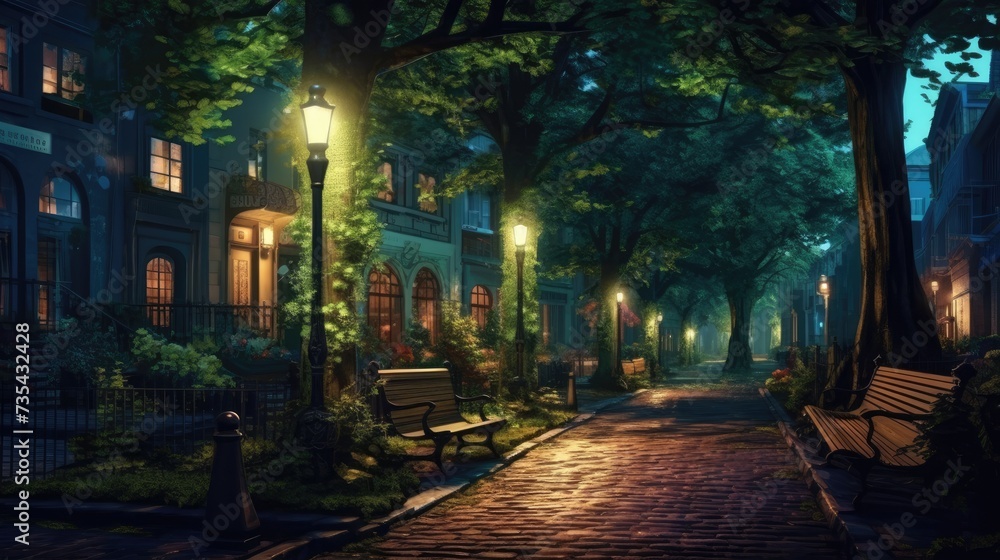 evening alley in the park evening alley in the park