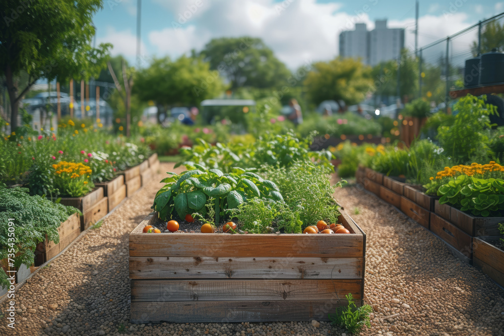 A photograph showcasing a community garden cultivated by activists, symbolizing grassroots efforts toward sustainable and equitable living. Concept of urban agriculture as activism. Generative Ai. A photograph showcasing a community garden cultivated by activists, symbolizing grassroots efforts toward sustainable and equitable living. Concept of urban agriculture as activism. Generative Ai.