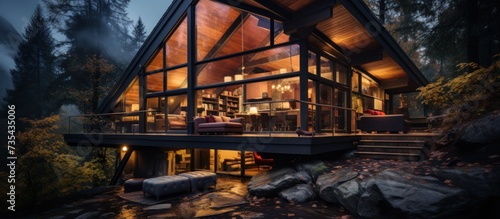 modern cozy chalet with pool and Beautiful forest mountains © FOXYY