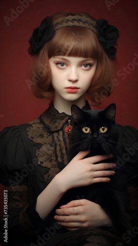 girl with cat 