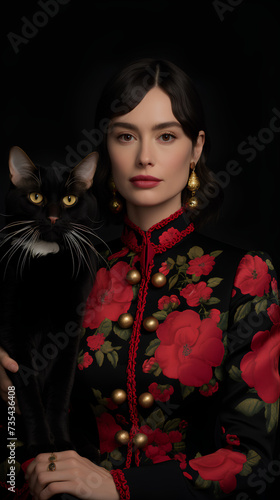 portrait of a woman with a cat