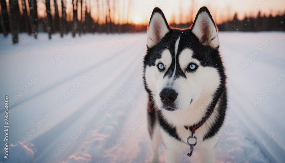 siberian husky, dog at dawn, purebred dog in nature, happy dog, beautiful dog