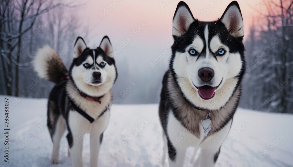 siberian husky, dog at dawn, purebred dog in nature, happy dog, beautiful dog