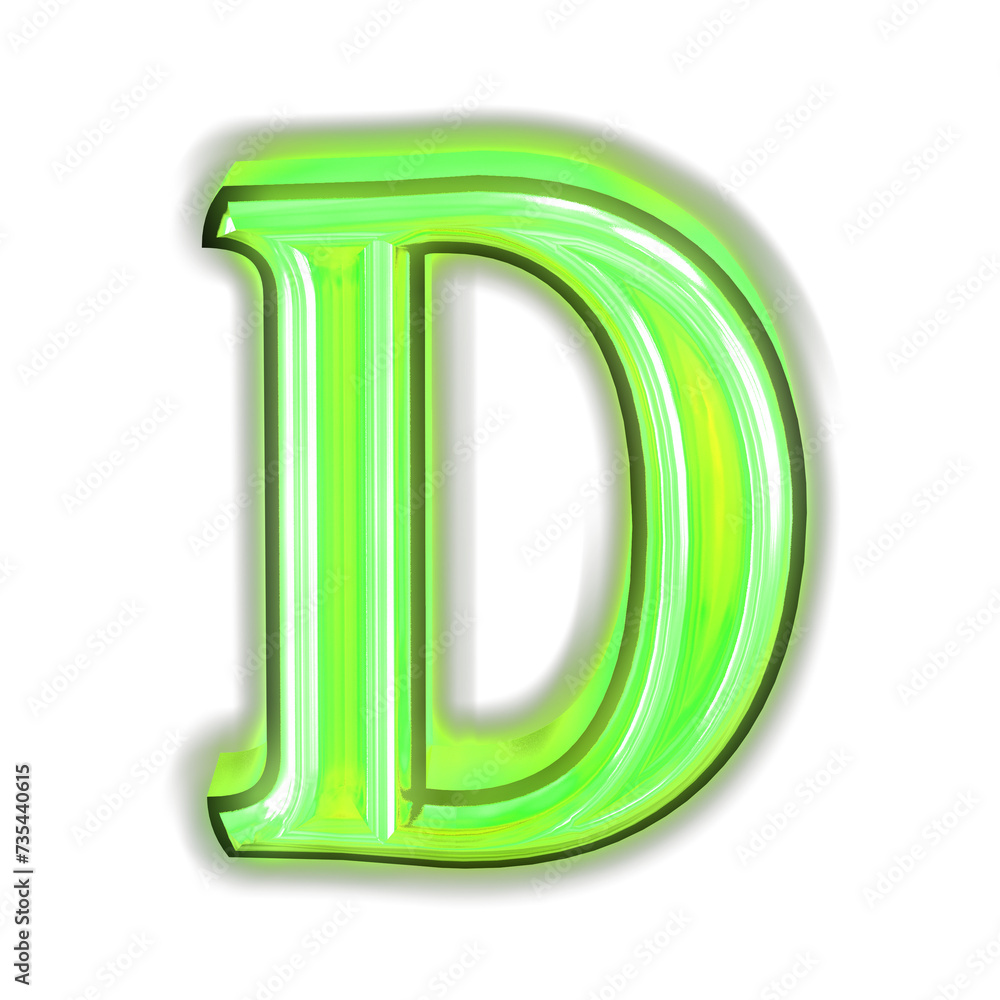 Glowing green symbol. letter d Glowing green symbol. letter d