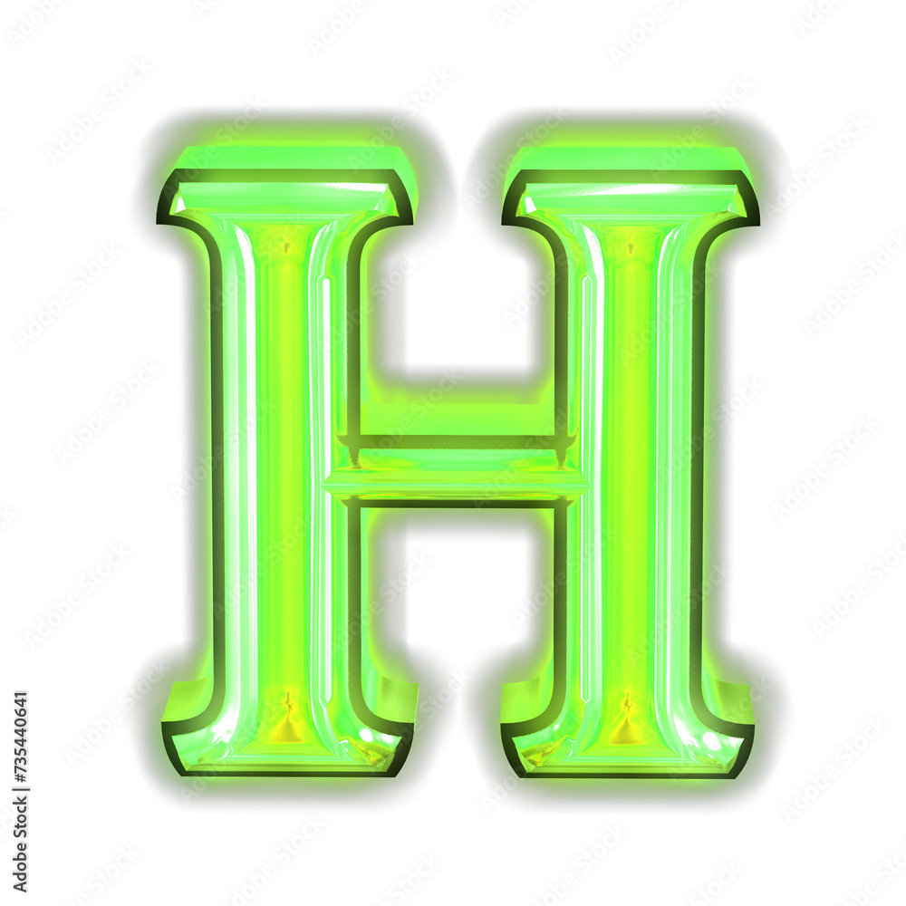 Glowing green symbol. letter h Glowing green symbol. letter h