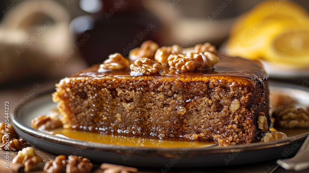 Greek Walnut Cake with Syrup (Karidopita) Delight Photo Greek Walnut Cake with Syrup (Karidopita) Delight Photo