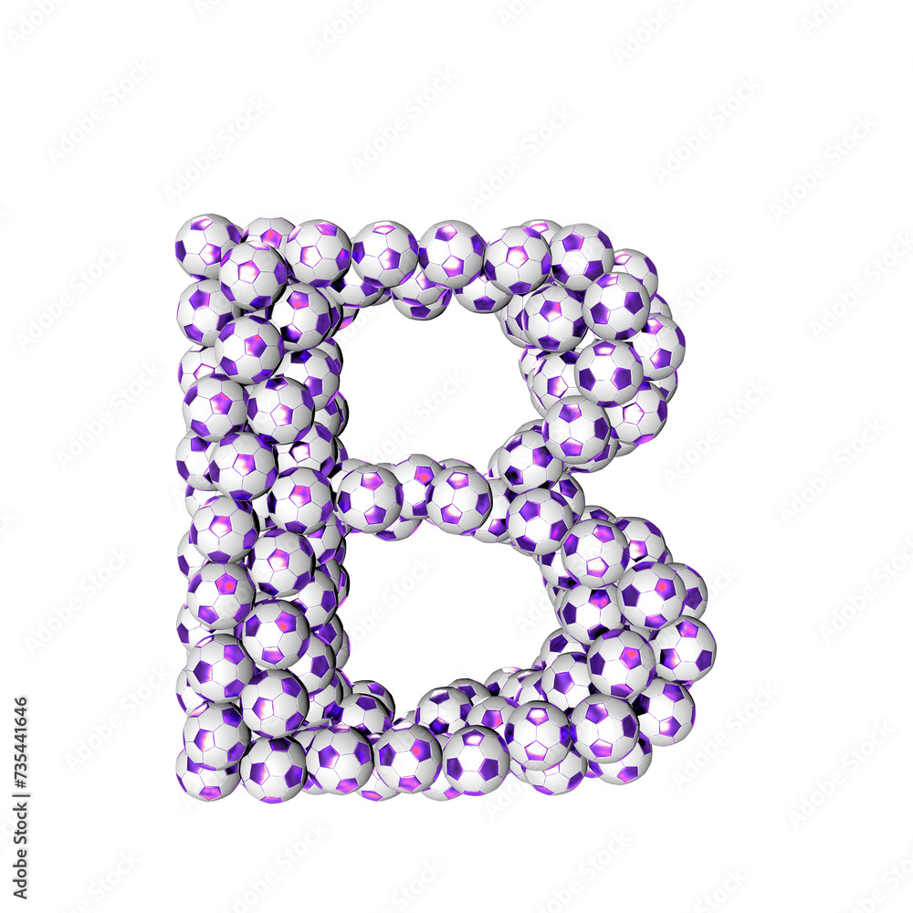 Symbol made from purple soccer balls. letter b Symbol made from purple soccer balls. letter b