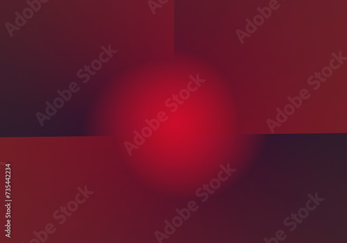 En el punto de mira. Bola roja encajonada en cuatro pliegos. Atrapada. Composición abstracta en rojo photo