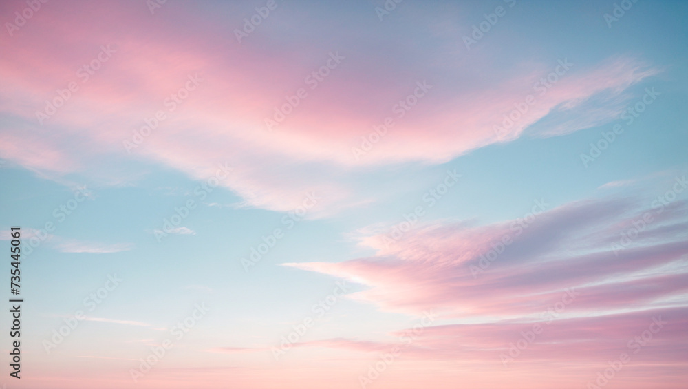 A soothing blue sky with pink clouds. calming rhythms. Peace and serenity