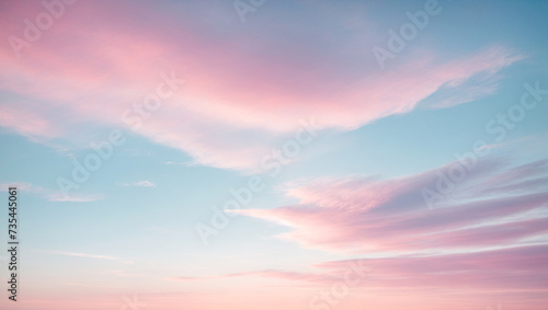 A soothing blue sky with pink clouds. calming rhythms. Peace and serenity