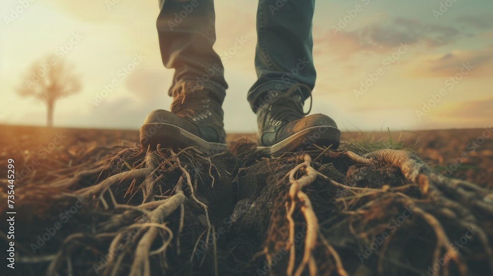 Amidst a vast open field, a solitary figure stands rooted to the earth ...