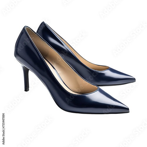 Navy Blue Female Shoes Transparent Background Product Image Fashion Trend Elegant Style