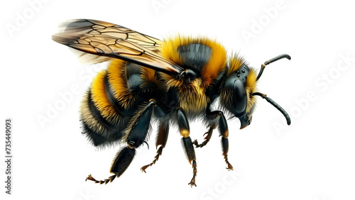 a stunning bee is flying, isolated on transparent background, macro, generative AI