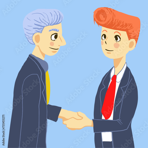Businessman shaking hands and smiling