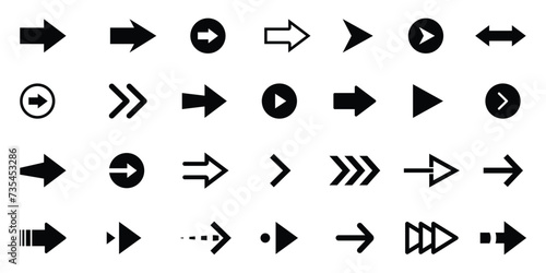 Set of black Arrow icon Vector illustration