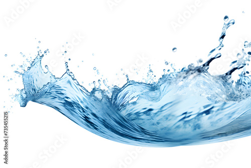 water splash on white, water flow, beautiful splashes of clean water