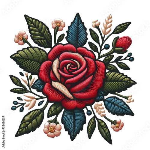  embroidered rose patch vector  photo