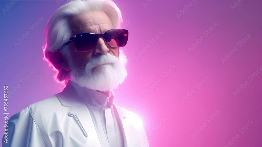 Man With White Beard Wearing Sunglasses in Futuristic Outfit Generative AI Man With White Beard Wearing Sunglasses in Futuristic Outfit Generative AI