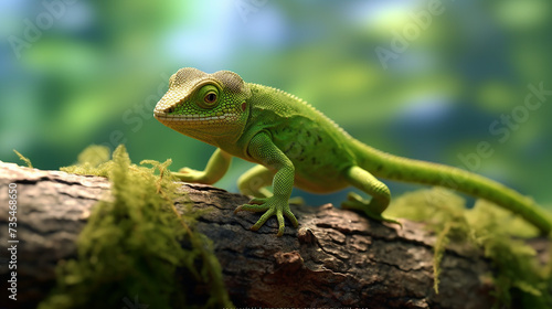 green lizard on a branch generated AI