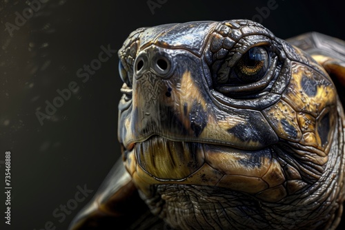 turtle portrait on black background, highly detailed - generative ai © Nia™