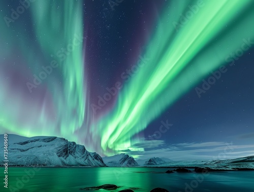 Majestic Northern Lights Over Snowy Landscape