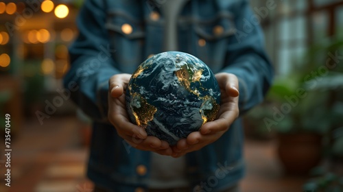a person holding a globe