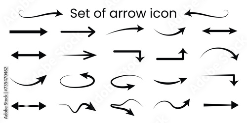 Set of black Arrow icon Vector illustration