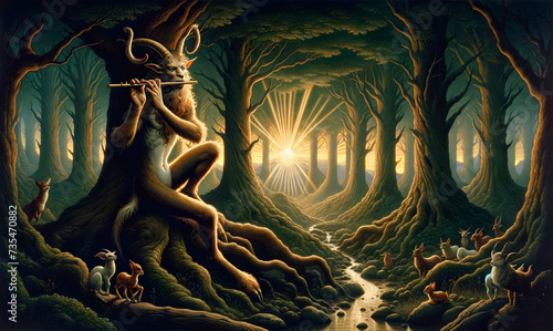 illustration of a faun in an enchanted forest setting