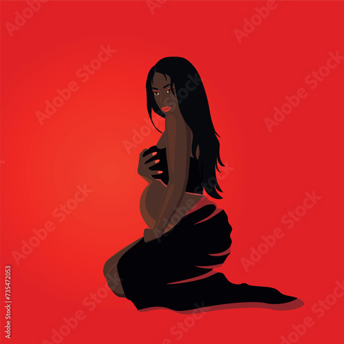 Dark-skinned beautiful pregnant girl