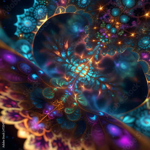 An intricate and colorful piece of fractal art.