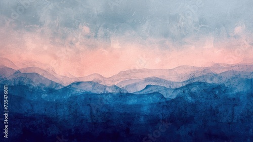 smooth transition from deep blue to soft pink with a subtle grainy texture overlay  creating a serene and dreamy atmosphere  Abstract Blue and Pink Textured Painting Artwork