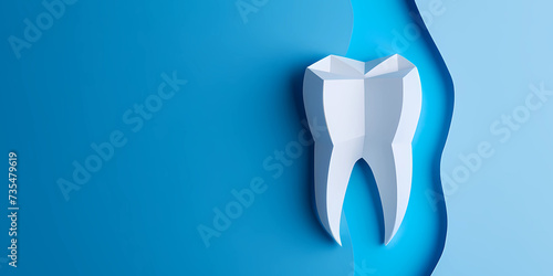 white tooth with blue background: Dental care banner